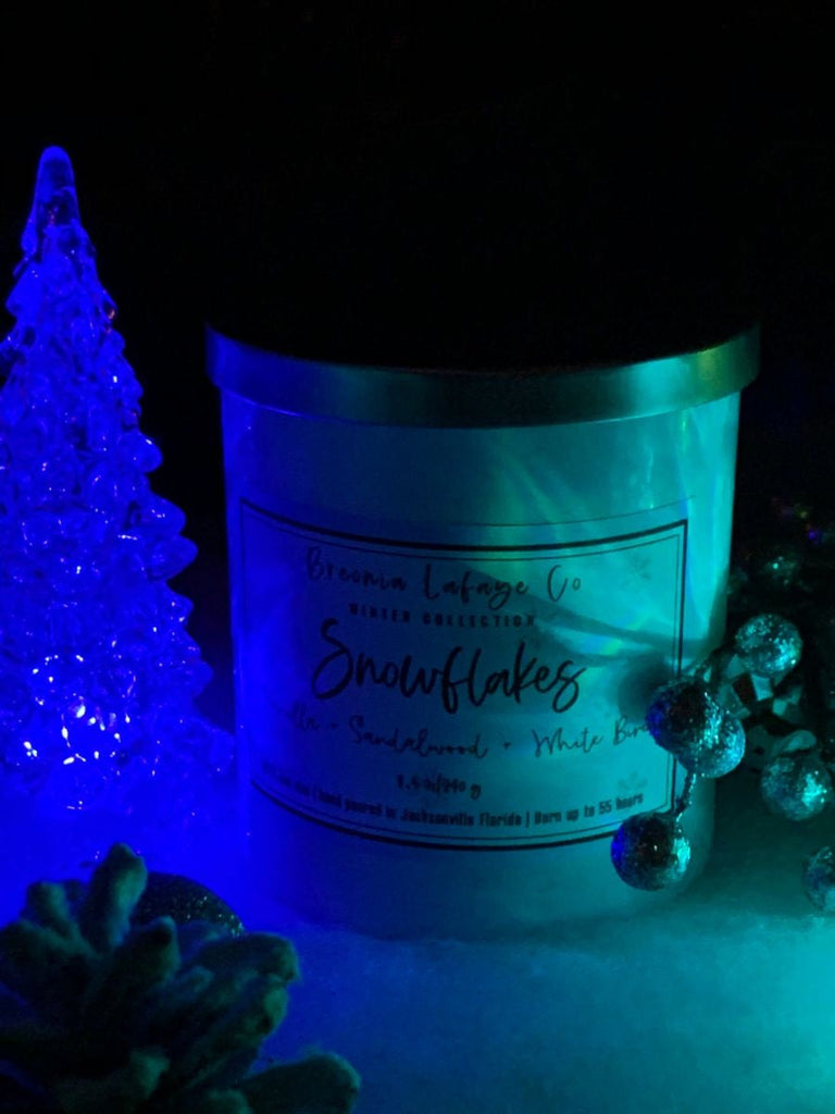 Snowflakes Wooden Wick Soy Candle