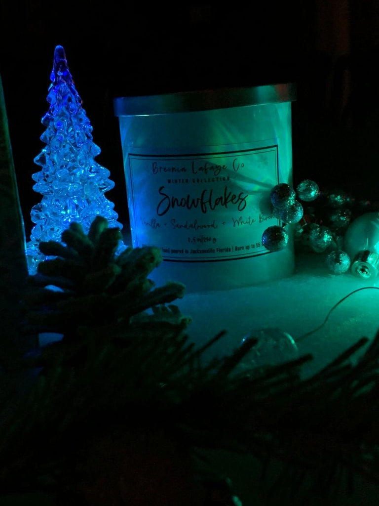 Snowflakes Wooden Wick Soy Candle